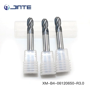 JINTE 4 Flute Ball Nose HRC65 Solid Carbide Ball End Mill Cutter for Stainless Steel
