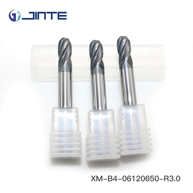 JINTE 4 Flute Ball Nose HRC65 Solid Carbide Ball End Mill Cutter for Stainless Steel