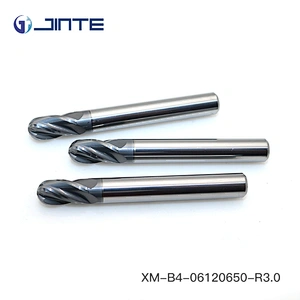 JINTE 4 Flute Ball Nose HRC65 Solid Carbide Ball End Mill Cutter for Stainless Steel