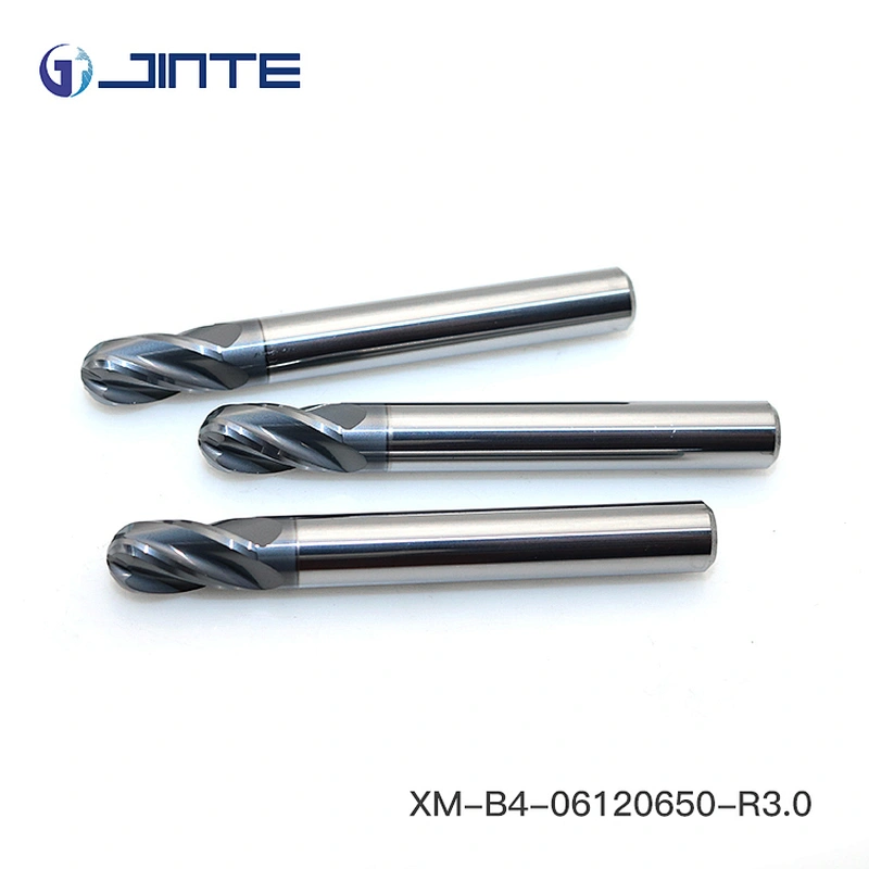 JINTE 4 Flute Ball Nose HRC65 Solid Carbide Ball End Mill Cutter for Stainless Steel
