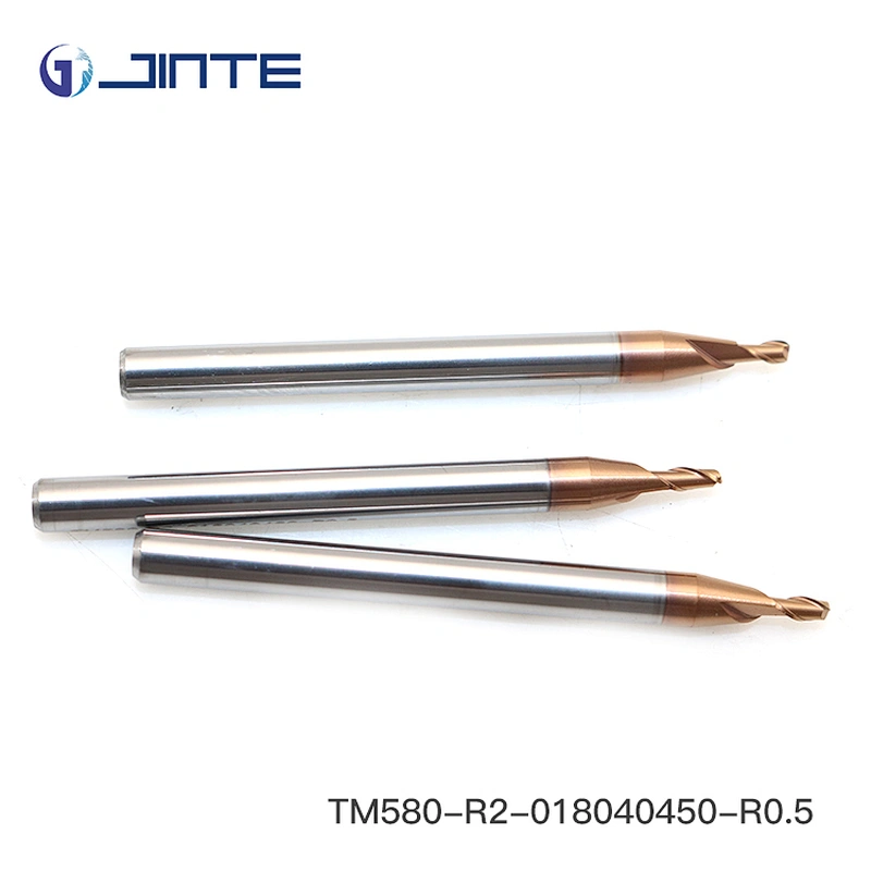 JINTE Solid Carbide 2 Flutes Taper Corner Radius End Mill HRC58 D1.8*50mm