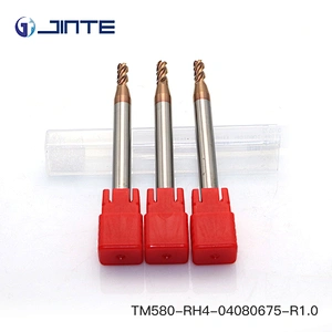 R1.0  4 Flute corner radius carbide end mill with long shank for milling machine