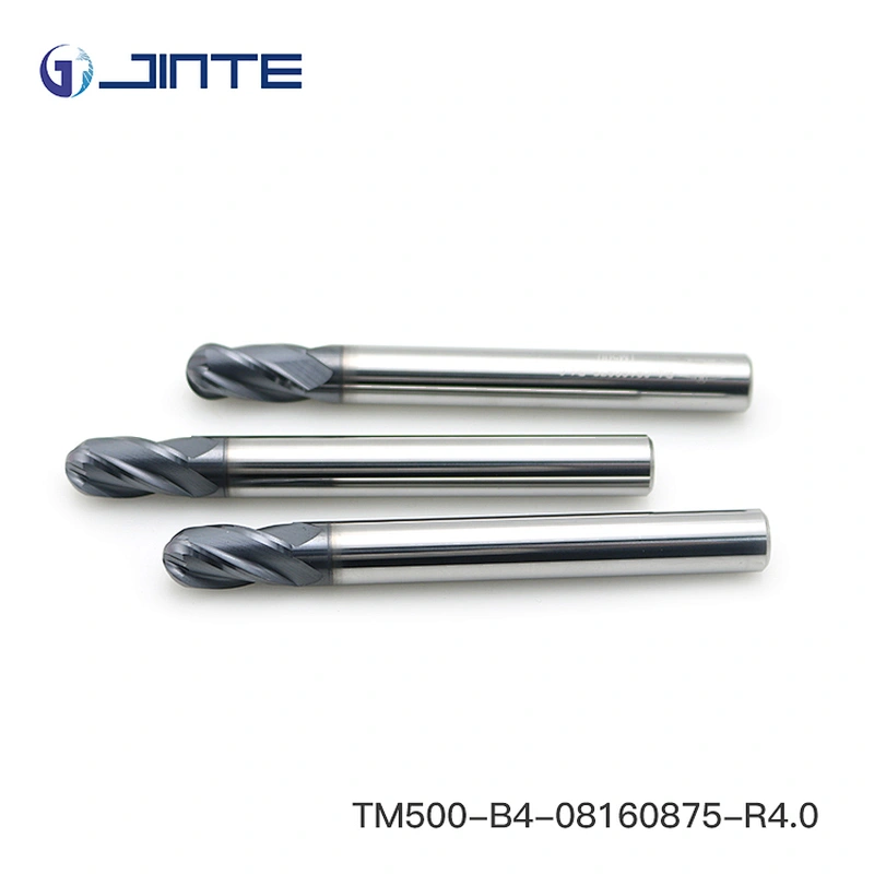 Tungsten Carbide HRC50 4 Flute Ball Nose End Mill Cutter with Straight Shank D8x75mm