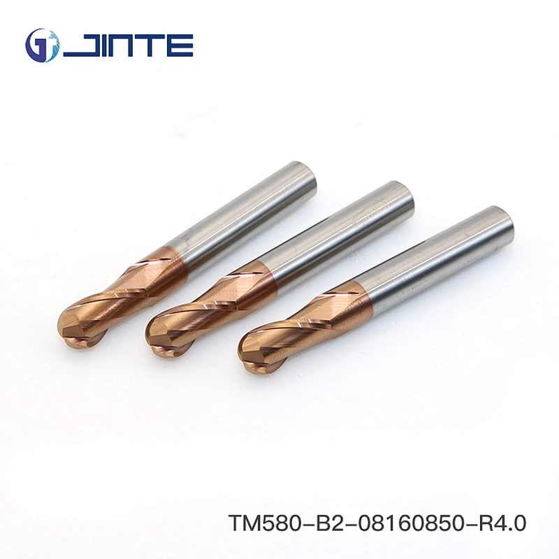 HRC58 2 Flutes Ball nose Carbide End Mills Cutters for Steels Dia 8X50