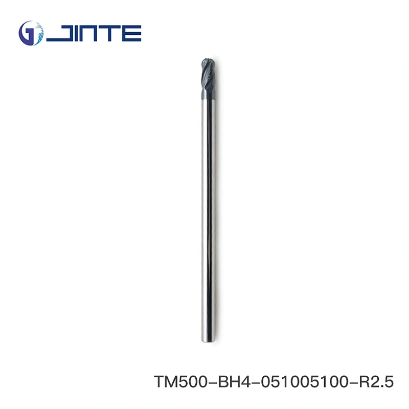 Solid Carbide CNC Milling Cutter Ball End Mill with Long Shank hrc55 4F-R2.5*10*d5*100