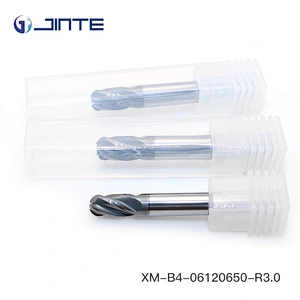 JINTE 4 Flute Ball Nose HRC65 Solid Carbide Ball End Mill Cutter for Stainless Steel