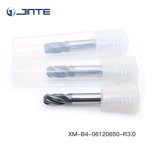 JINTE 4 Flute Ball Nose HRC65 Solid Carbide Ball End Mill Cutter for Stainless Steel