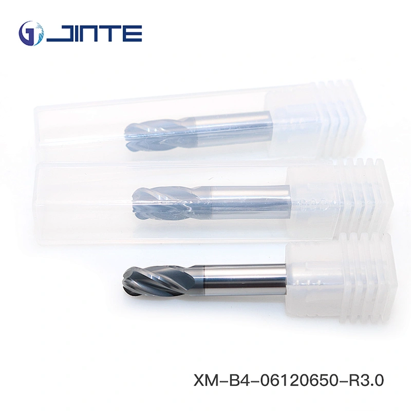 JINTE 4 Flute Ball Nose HRC65 Solid Carbide Ball End Mill Cutter for Stainless Steel