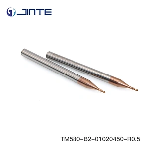 JINTE HRC 58 Solid Carbide 2 Flute Ball Nose End Mill Cutter for CNC Milling Machine
