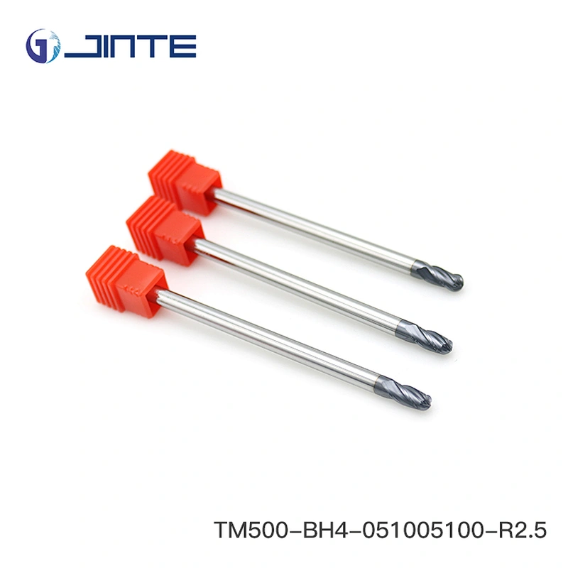 Solid Carbide CNC Milling Cutter Ball End Mill with Long Shank hrc55 4F-R2.5*10*d5*100