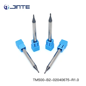 JINTE Solid Carbide 2 Flutes 2mm Ball Nose End Mill HRC50 Milling Cutter for Steel
