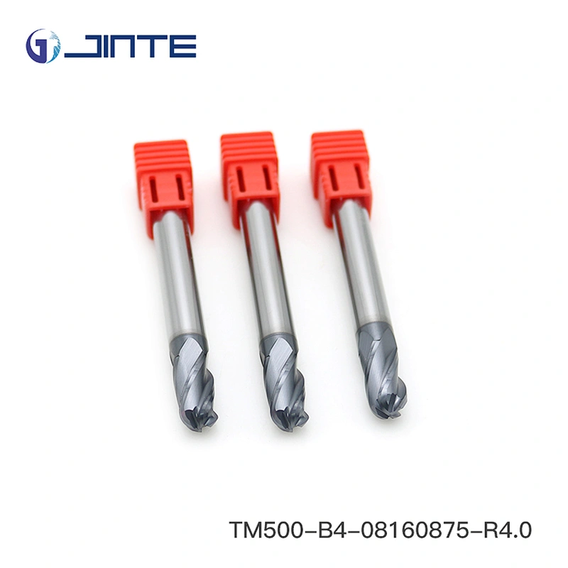 Tungsten Carbide HRC50 4 Flute Ball Nose End Mill Cutter with Straight Shank D8x75mm