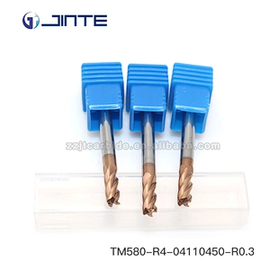 JINTE 4 Flute HRC58 Solid Carbide Corner Radius End Mills 4 mm  Cutter for Steel