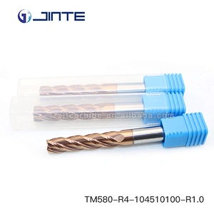 JINTE 10mm R1.0  Carbide 4 Flute Corner Radius End Mill Cutter for CNC Milling Machining