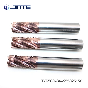 zhuzhou best selling end mills TYR580 series HRC58 bronze coating carbide 6 flute square roughing milling cutter and  end mills