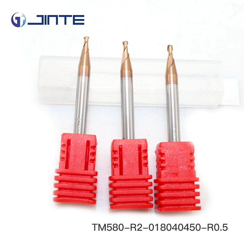 JINTE Solid Carbide 2 Flutes Taper Corner Radius End Mill HRC58 D1.8*50mm