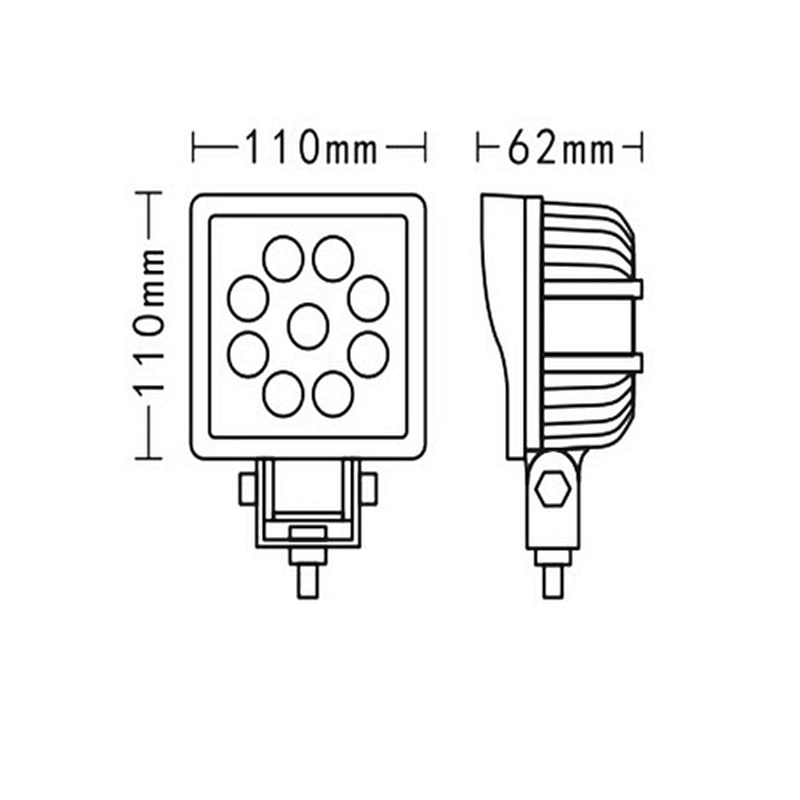 5 Inch Square 1800LM IP68 27W LED Work Light For Car, Truck, Jeep,