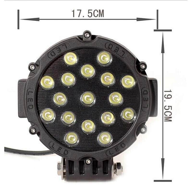 51W CREE 9-32V Round IP68 6500K Led Work Light for off road Jeep, truck.