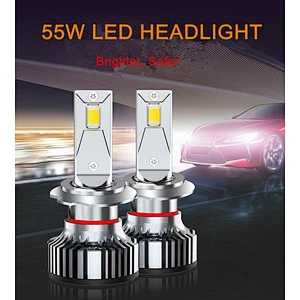 55W 16000lm 3 Colors EMC Built in Canbus IP68 Auto LED Headlight H1 H3 H4 H7 H11 H13 9005 C6 LED Headlight for Car Vehicles, Truck