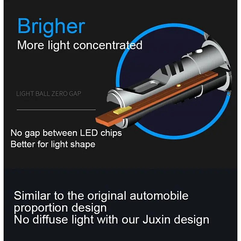 55W 16000lm 3 Colors EMC Built in Canbus IP68 Auto LED Headlight H1 H3 H4 H7 H11 H13 9005 C6 LED Headlight for Car Vehicles, Truck