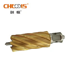 Universal shank HSS annular cutter on lathe