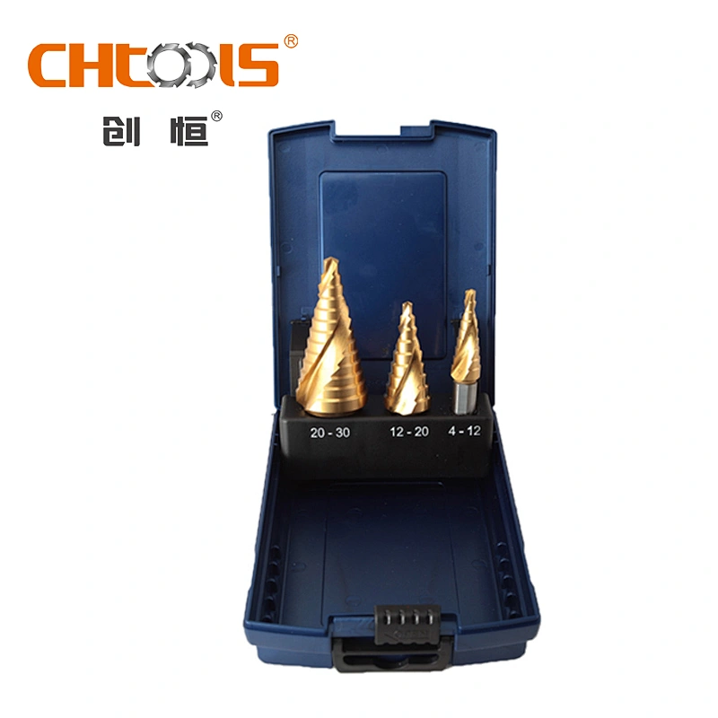 Tin-coated HSS step drill for stainless