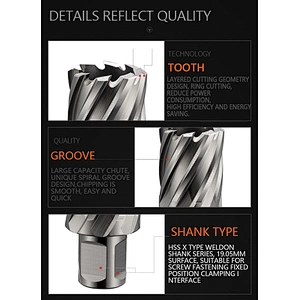 CHTOOLS drill hole HSS weldon shank annular hole cutter