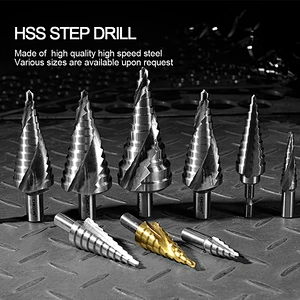 CHTOOLS HSS tin coating spiral flute step drill bit