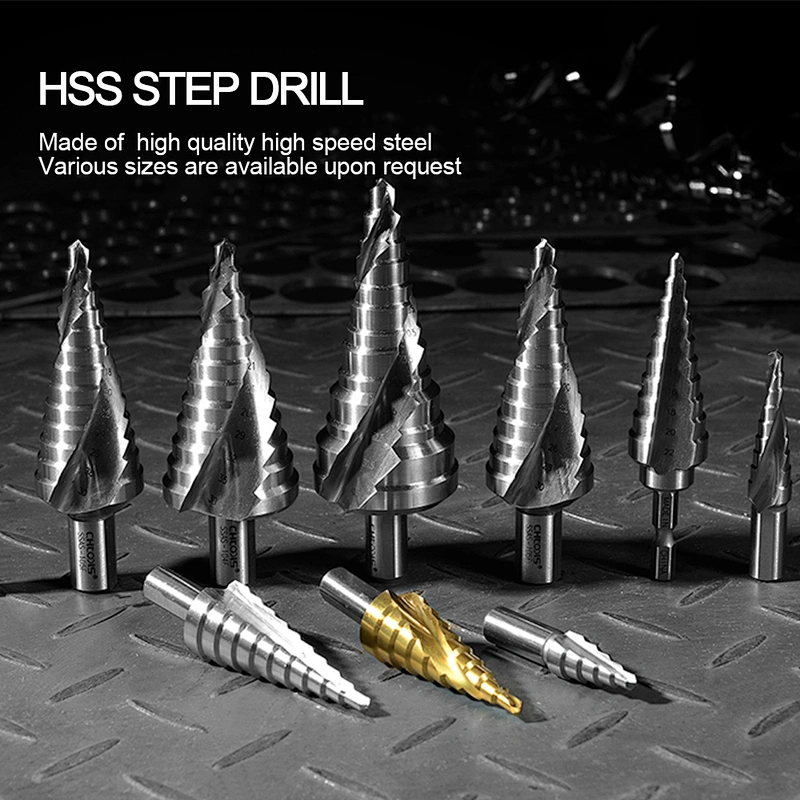 CHTOOLS HSS tin coating spiral flute step drill bit