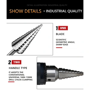 CHTOOLS step drill hss spiral flute step drill for metal