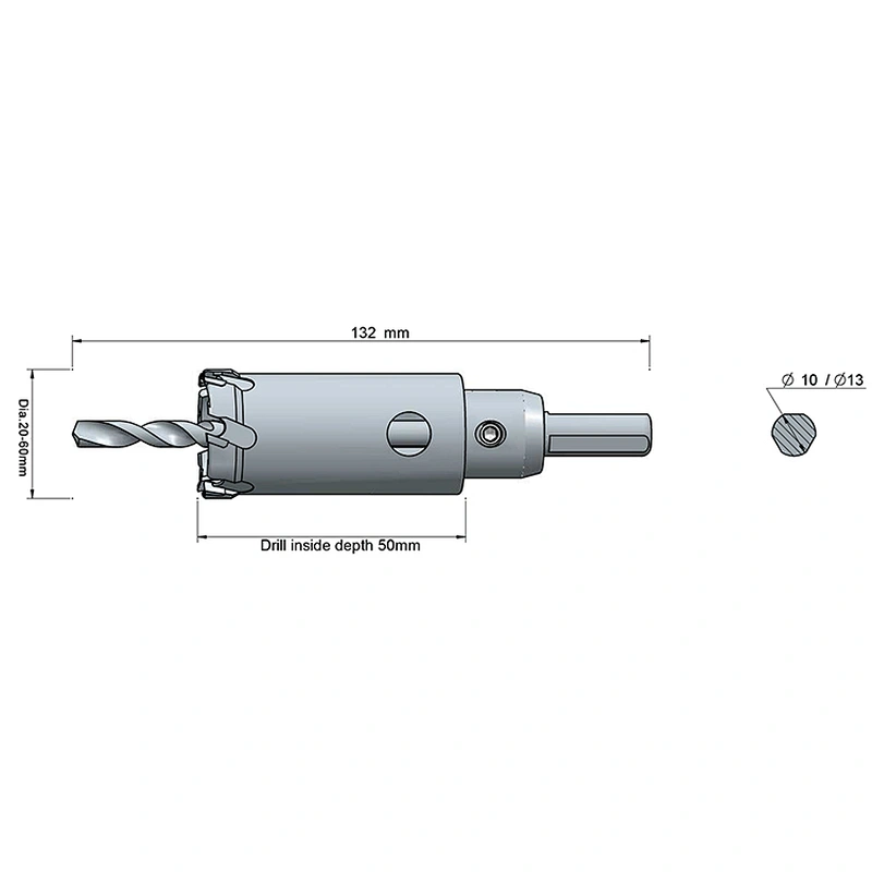 CHTOOLS 50mm depth hole cutter TCT thick metal hole cutter steel