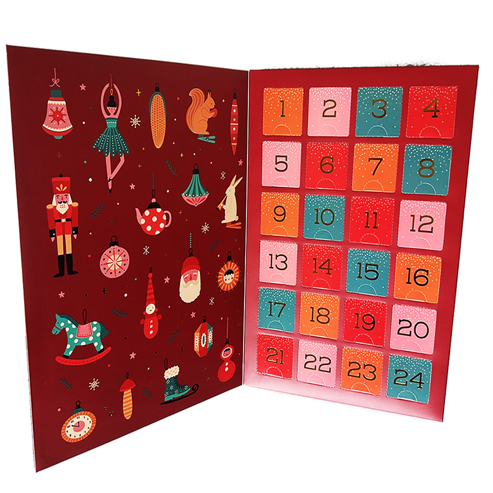 Manufacturer Customized Matte Christmas Countdown Calendar Gift Box Empty Christmas Hole Blind Box for Candle Paper Boxes