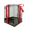 Cake Carrier Container with Ribbon Transparent Boxes with Lid Gift Package for Birthday Wedding Party