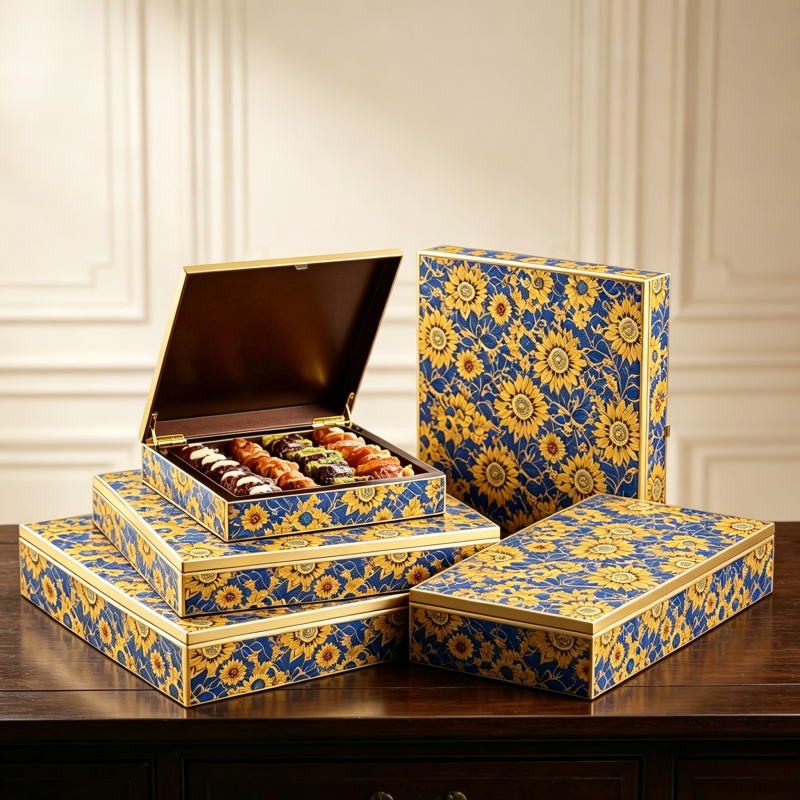 Luxury Design Glossy Finish Lacquer Wooden Box Ramadan Festival Gift Dates Chocolate Islamic Premium Packaging Box