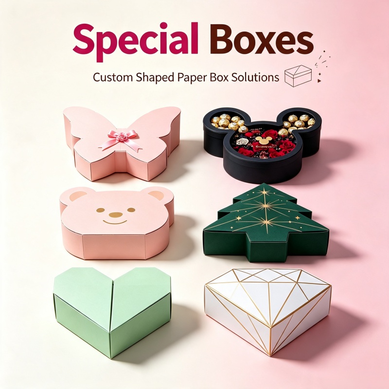 Rigid Special Design Heart Shaped Butterfly Tree Mice Head Bear Shaped Gift Box with Glossy Matt Lamination