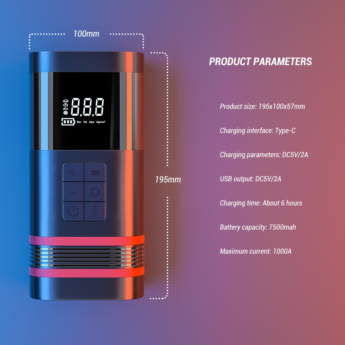 Portable Mini Car Power Bank Battery Jump Starter With Air Pump Fast Inflating