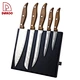 Walnut Handle 5PCS Kitchen Knives With Magnetic Panel Wooden Block