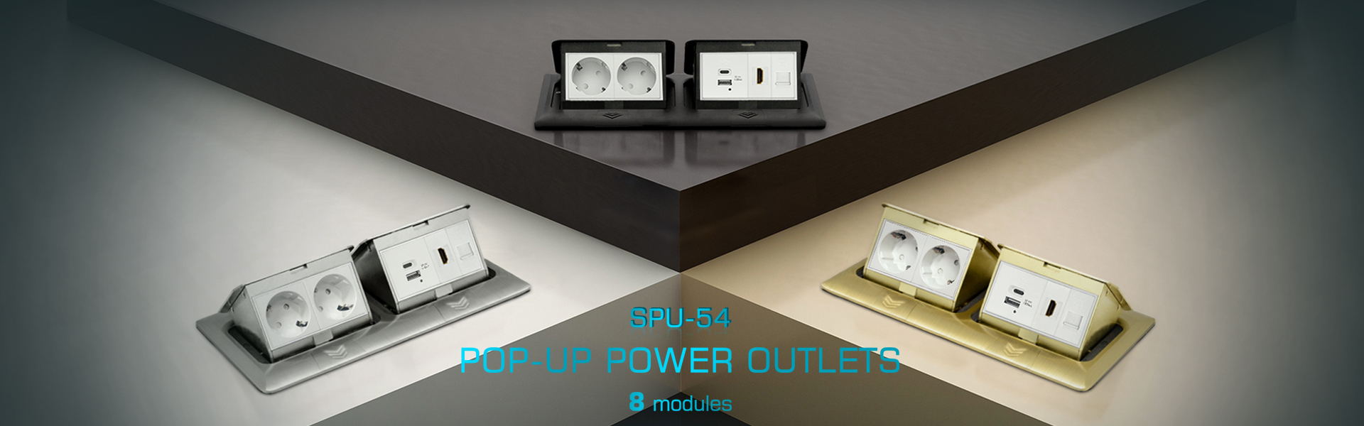Introducing our latest range of pop-up power outlets with 8 modules capacity