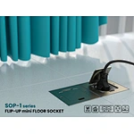 Aesthetically pleasing yet space efficient floor power solution