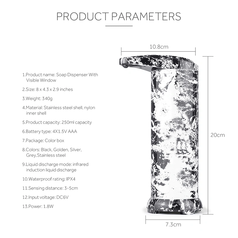 Hand Sanitizer Soap Dispenser Laser Original Metal Steel Stainless Logo Power Battery Time Finish Output