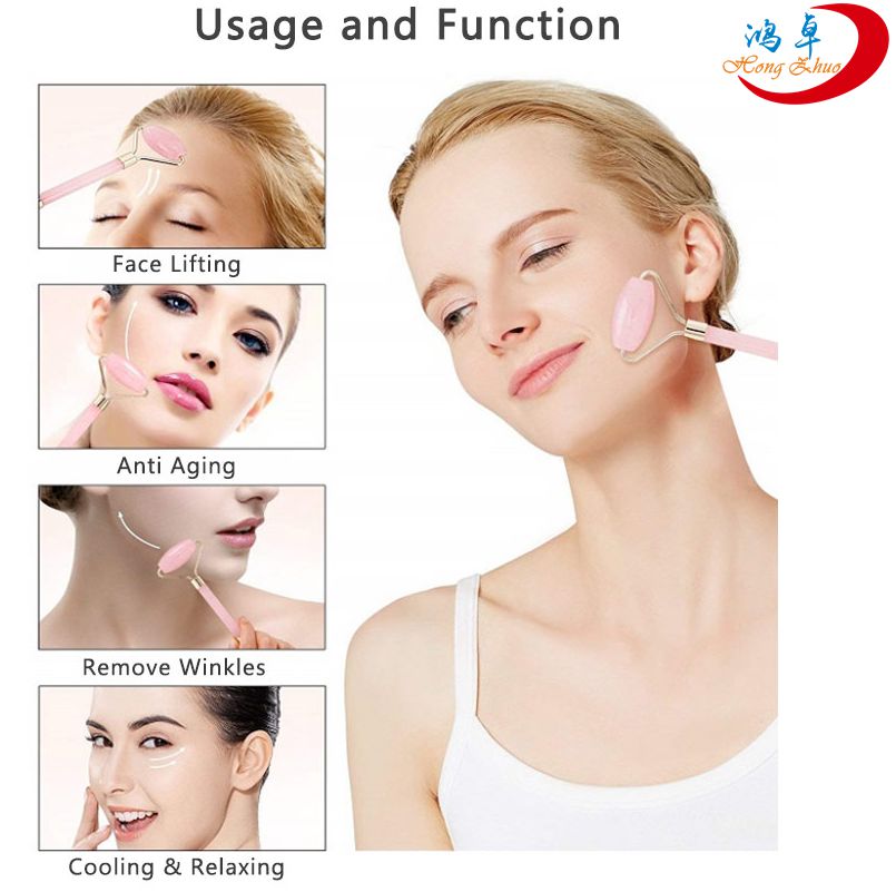 What is the correct way to use a rose quartz roller?