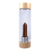 Yellow Tiger Eye Stone Crystal Glass Bottle with Bamboo Lid for Lovers