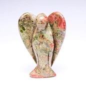 Carved Angel Unakite Gemstone Peace Angel Pocket Guardian Angel Healing Statue