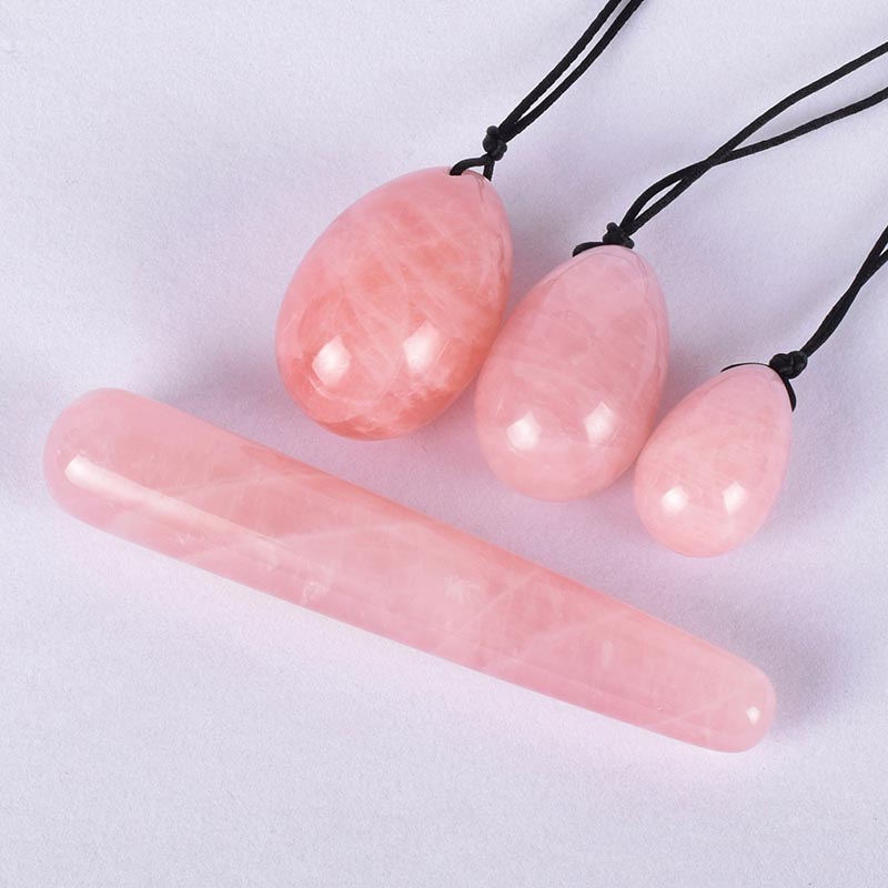 rose quartz crystal massage wand set