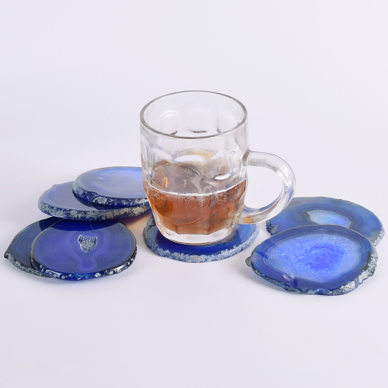 natural blue agate slice coaster