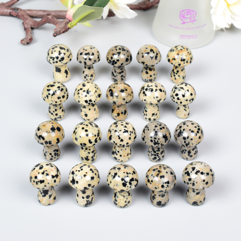 mini mushroom statue natural dalmatian stone