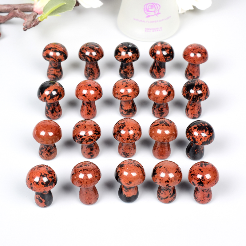 mahogany jasper mini mushroom statue