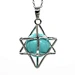 Wholesale natural stone hexagram merkaba star women pendant reiki green turquoise crystal bead drop pendants jewelry