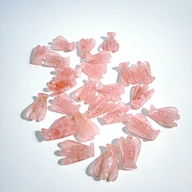 Wholesale Natural Rose quartz Crystal carved guardian Angel little angel statues Crafts