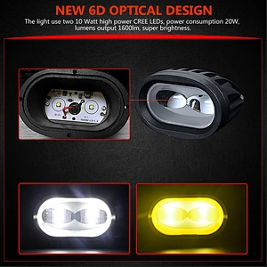 20W 5D Lens OVAL LED Lights For Auto Car Motorcycle Truck Trailer 4WD 4X4 ATV SUV